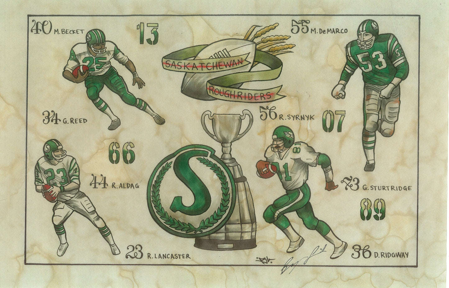 Sask Roughriders Legends Print
