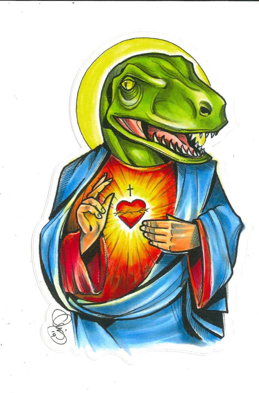 Raptor Jesus Sticker